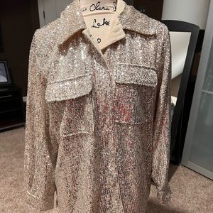 NWOT BB Dakota Size Large Gold Sequined Blazer